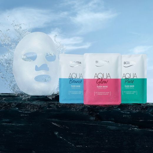 BIOTHERM Aqua Glow Flash Mask Drėkinamoji-skaistinamoji veido kaukė