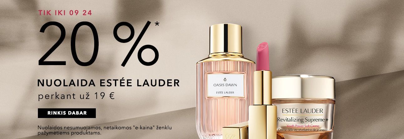 -20% perkant ESTÉE LAUDER produktų už 19 Eur ar daugiau
