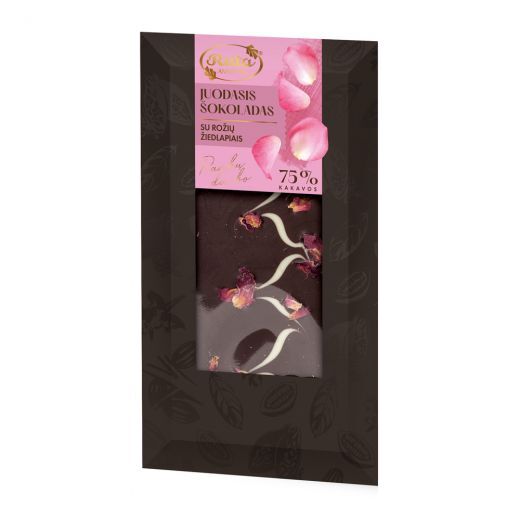 Dark Chocolate (75 %) with Rose Petals