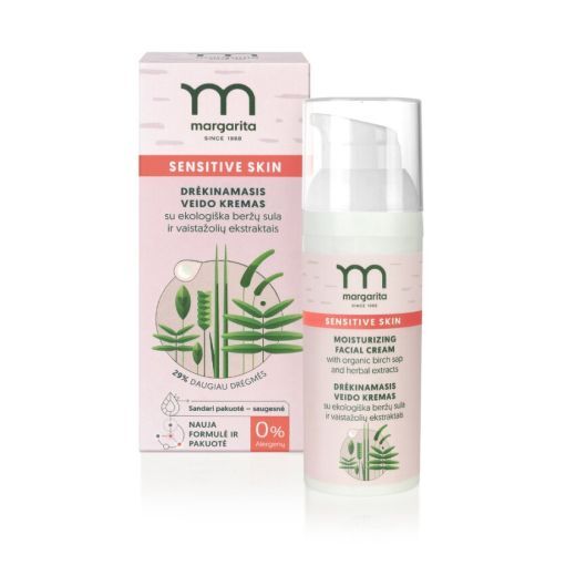 SENSITIVE SKIN Moisturizing Facial Cream with Organic Birch Sap and Herbal Extracts