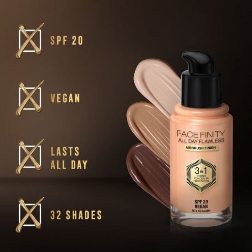 MAX FACTOR Face Finity 3 in1 Makiažo pagrindas trys viename
