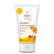 WELEDA Sensitiv Sonnencreme Baby & Kids SPF30 Natūralus apsauginis losjonas nuo saulės kūdikiams ir vaikams