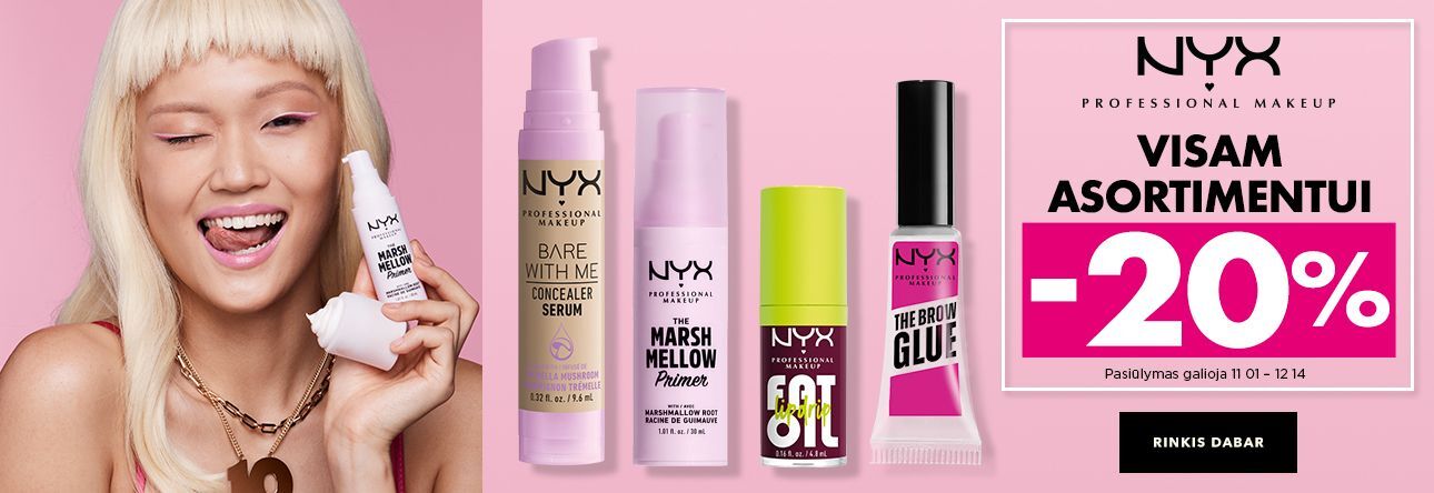 NYX asortimentui iki -20%