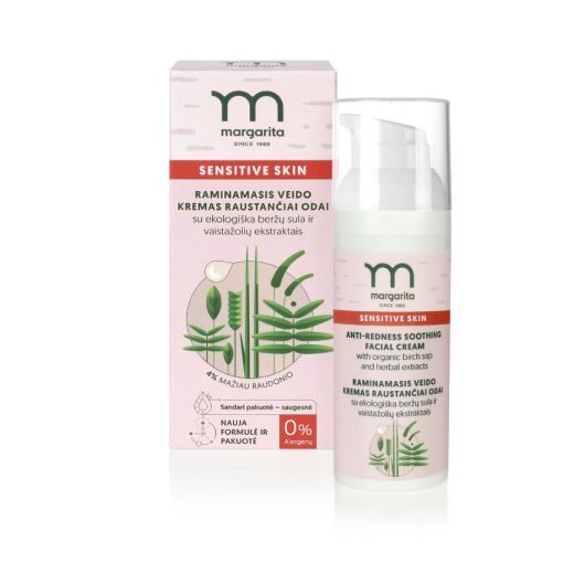 SENSITIVE SKIN Anti-Redness Soothing Facial Cream With Organic Birch Sap and Herbal Extracts