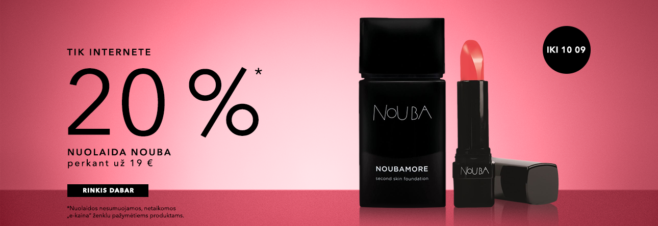 -20% NOUBA produktams perkant už 19 Eur ar daugiau