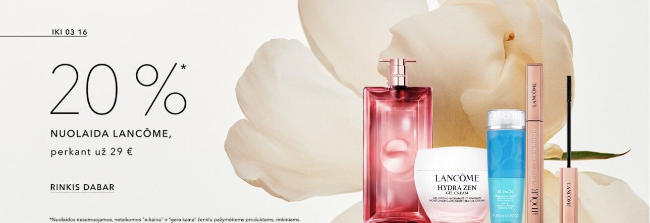 20% NUOLAIDA LANCÔME, perkant už 29 €